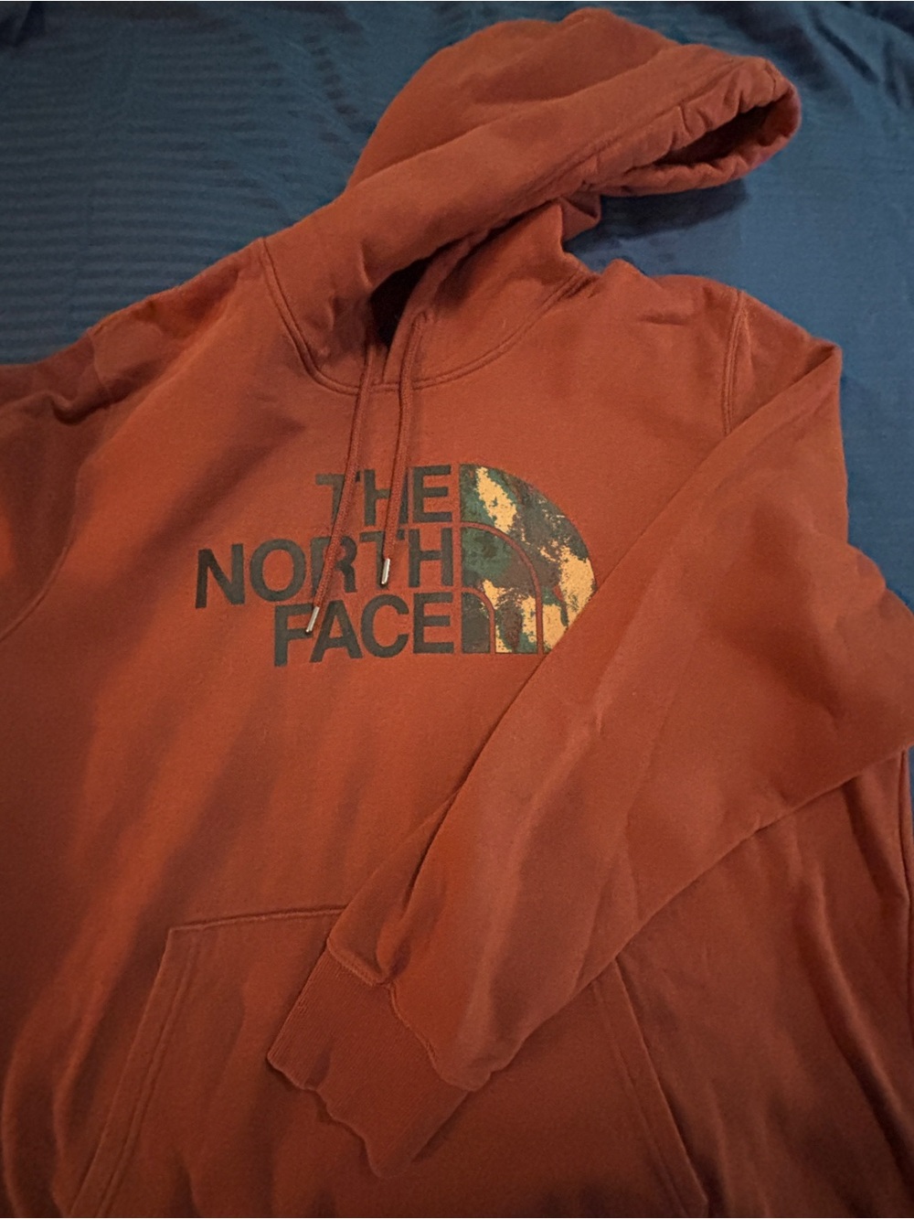 The North Face Men's Rust Orange Logo Crewneck Hoodie size XXL
